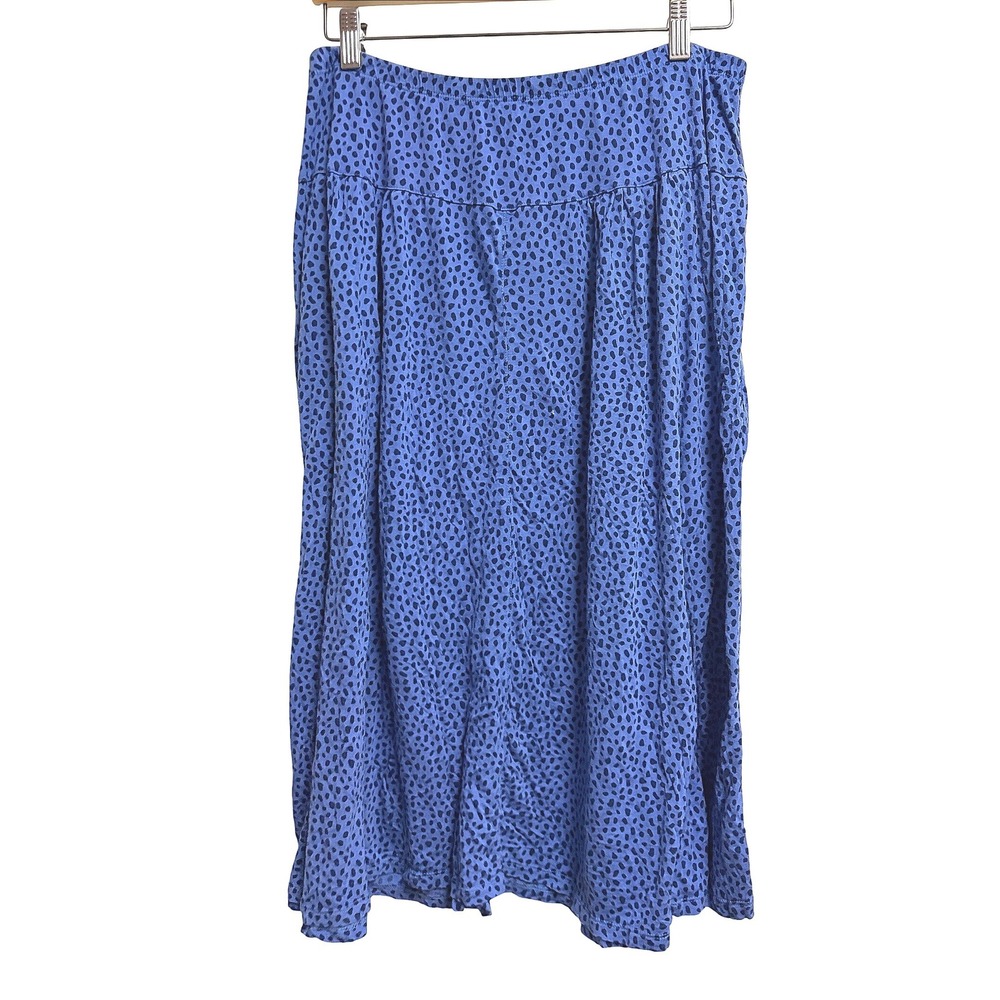 Gudrun Sjoden Blue Dotted Modal Midi Skirt Pockets XL